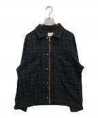 CAMPHOR WOODカンファーウッド）の古着「lame tweed double zipper shirt jacket」｜ブラック