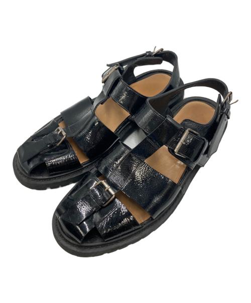 DRIES VAN NOTEN（ドリスヴァンノッテン）DRIES VAN NOTEN (ドリスヴァンノッテン) パテントグルカサンダル ブラック サイズ:SIZE 43の古着・服飾アイテム