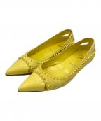 Christian Louboutinクリスチャン・ルブタン）の古着「スタッズポインテッドトゥパンプス」｜イエロー