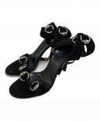 GUCCIグッチ）の古着「アンクルストラップヒールサンダル」｜ブラック