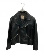 TOMORROW LAND×DENIMトゥモローランド×デニム）の古着「シープレザーダブルライダースジャケット」｜ブラック