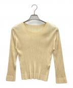 PLEATS PLEASEプリーツプリーズ）の古着「Uネックプリーツカットソー」｜ベージュ