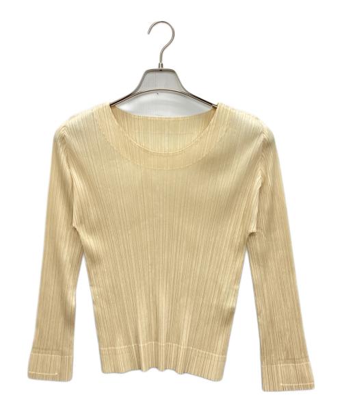 PLEATS PLEASE（プリーツプリーズ）PLEATS PLEASE (プリーツプリーズ) Uネックプリーツカットソー ベージュ サイズ:SIZE 4の古着・服飾アイテム