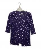 PLEATS PLEASEプリーツプリーズ）の古着「ドットプリーツトッパーカーディガン」｜パープル×ホワイト