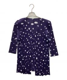 PLEATS PLEASE（プリーツプリーズ）の古着「ドットプリーツトッパーカーディガン」｜パープル×ホワイト