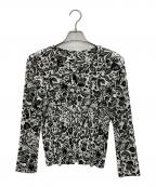 PLEATS PLEASEプリーツプリーズ）の古着「ボタニカルプリーツカーディガン」｜ホワイト×ブラック