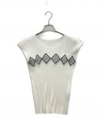PLEATS PLEASEプリーツプリーズ）の古着「ノースリーブプリーツカットソー」｜ホワイト×グレー