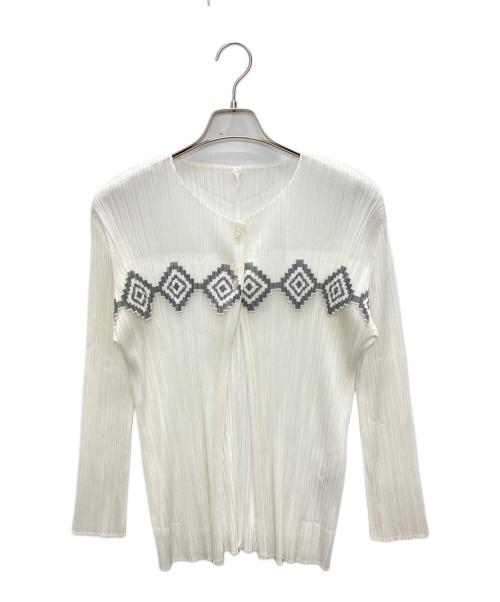 PLEATS PLEASE（プリーツプリーズ）PLEATS PLEASE (プリーツプリーズ) 2Bプリーツカーディガン ホワイト サイズ:SIZE 4の古着・服飾アイテム