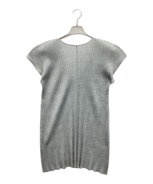 PLEATS PLEASE（プリーツプリーズ）PLEATS PLEASE (プリーツプリーズ) Vネックプリーツチュニック グレー サイズ:SIZE 3の古着・服飾アイテム