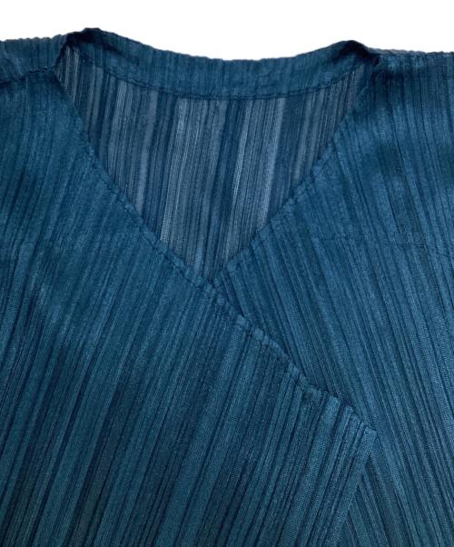 PLEATS PLEASE（プリーツプリーズ）PLEATS PLEASE (プリーツプリーズ) プリーツロングカーディガン ブルー サイズ:SIZE 3の古着・服飾アイテム