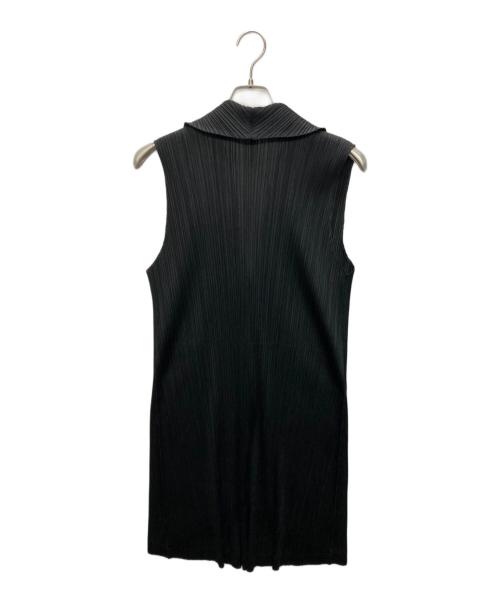 PLEATS PLEASE（プリーツプリーズ）PLEATS PLEASE (プリーツプリーズ) ノースリーブプリーツロングカーディガン ブラック サイズ:SIZE 3の古着・服飾アイテム