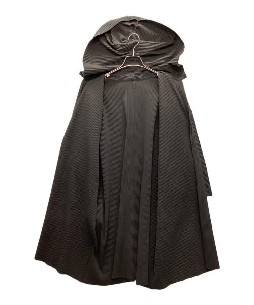me ISSEY MIYAKE（ミーイッセイ ミヤケ）me ISSEY MIYAKE (ミーイッセイ ミヤケ) プリーツフーデットコート チャコールグレー サイズ:-の古着・服飾アイテム