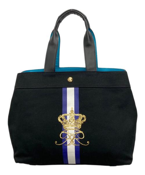 A.D.M.J.（エーディーエムジェイ）A.D.M.J. (エーディーエムジェイ) キャンバンスコンビトートバッグ ブラック×ブルーの古着・服飾アイテム