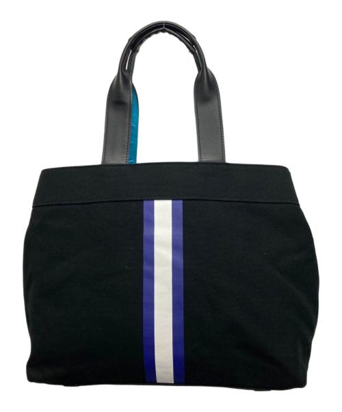 A.D.M.J.（エーディーエムジェイ）A.D.M.J. (エーディーエムジェイ) キャンバンスコンビトートバッグ ブラック×ブルーの古着・服飾アイテム