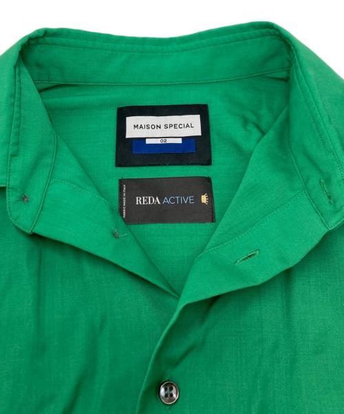 MAISON SPECIAL（メゾンスペシャル）MAISON SPECIAL (メゾンスペシャル) REDA ACTIVEウォッシャブルウールプライムオーバーレギュラーシャツ グリーン サイズ:SIZE 2の古着・服飾アイテム