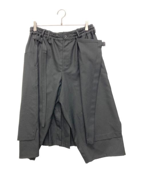 GROUND Y（グラウンドワイ）GROUND Y (グラウンドワイ) T-W Gabardine Wrap Pants type1 ブラック サイズ:SIZE 3の古着・服飾アイテム