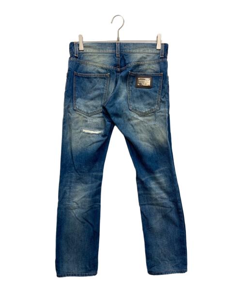 DOLCE & GABBANA（ドルチェ＆ガッバーナ）DOLCE & GABBANA (ドルチェ＆ガッバーナ) クラッシュ加工デニムパンツ インディゴ サイズ:SIZE 44の古着・服飾アイテム