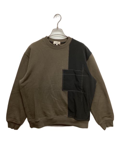 HERMES（エルメス）HERMES (エルメス) 異素材切替スウェット ブラウン サイズ:SIZE　Mの古着・服飾アイテム