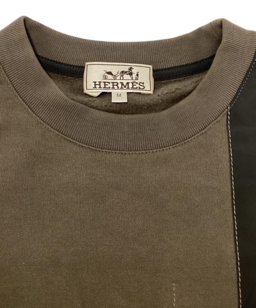 HERMES（エルメス）HERMES (エルメス) 異素材切替スウェット ブラウン サイズ:SIZE　Mの古着・服飾アイテム