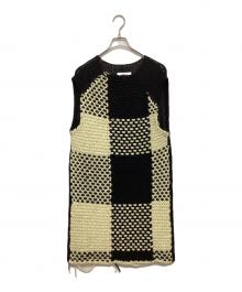 MM6 Maison Margiela（エムエムシックスメゾンマルジェラ）の古着「ローゲージニットワンピース」｜ブラック×ホワイト