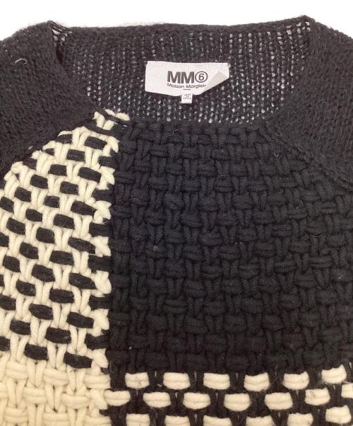 MM6 Maison Margiela（エムエムシックスメゾンマルジェラ）MM6 Maison Margiela (エムエムシックスメゾンマルジェラ) ローゲージニットワンピース ブラック×ホワイト サイズ:SIZE Mの古着・服飾アイテム