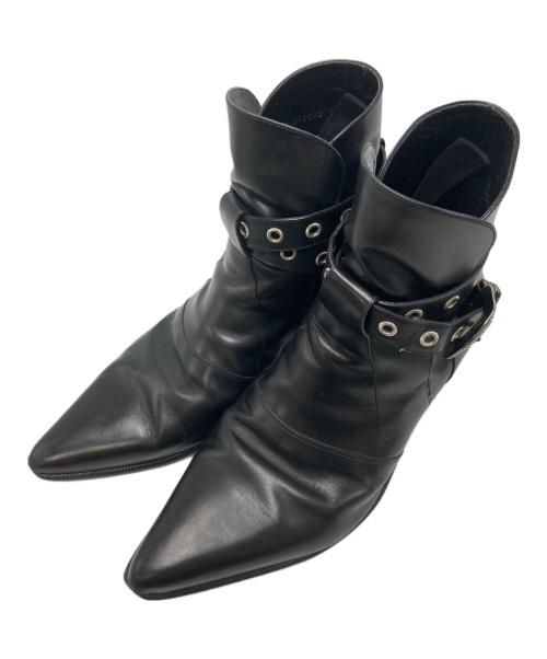 Saint Laurent Paris（サンローランパリ）Saint Laurent Paris (サンローランパリ) ウエスタンバックル レザーダッキーズブーツ ブラック サイズ:SIZE 391/2の古着・服飾アイテム