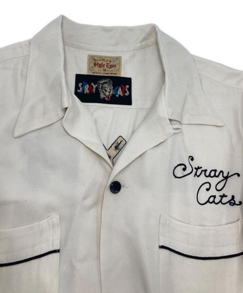 STYLE EYES（スタイルアイズ）STYLE EYES (スタイルアイズ) STRAY CATS刺繍ボーリングシャツ ホワイト サイズ:SIZE Mの古着・服飾アイテム