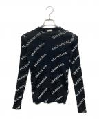 BALENCIAGAバレンシアガ）の古着「オールオーバーロゴクルーネックニット」｜ブラック