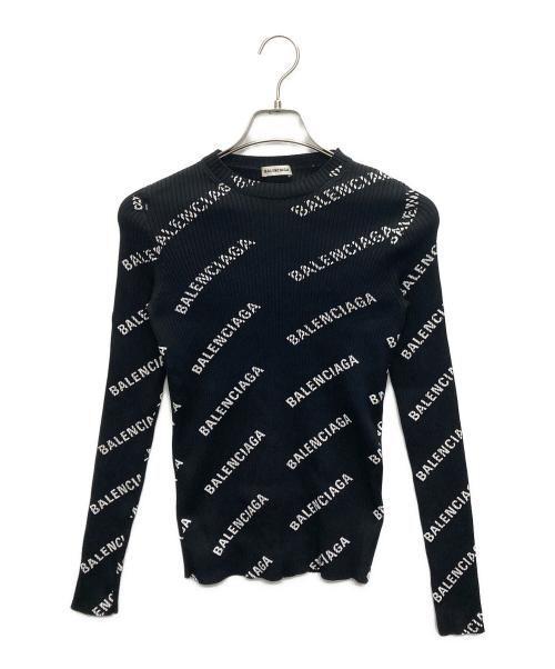 BALENCIAGA（バレンシアガ）BALENCIAGA (バレンシアガ) オールオーバーロゴクルーネックニット ブラック サイズ:SIZE Sの古着・服飾アイテム