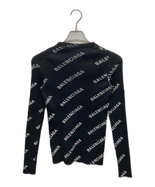 BALENCIAGA（バレンシアガ）BALENCIAGA (バレンシアガ) オールオーバーロゴクルーネックニット ブラック サイズ:SIZE Sの古着・服飾アイテム