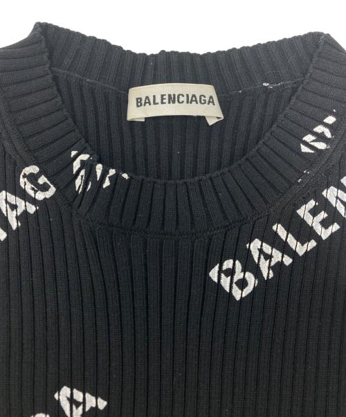 BALENCIAGA（バレンシアガ）BALENCIAGA (バレンシアガ) オールオーバーロゴクルーネックニット ブラック サイズ:SIZE Sの古着・服飾アイテム