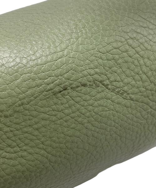 HIROFU（ヒロフ）HIROFU (ヒロフ) ポーチ レザーハンドバッグ S 黄緑の古着・服飾アイテム