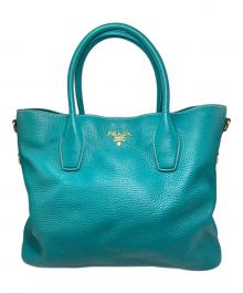 PRADA（プラダ）の古着「2WAYレザートートバッグ」｜ブルー