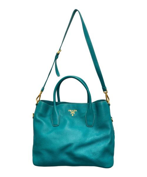 PRADA（プラダ）PRADA (プラダ) 2WAYレザートートバッグ ブルーの古着・服飾アイテム