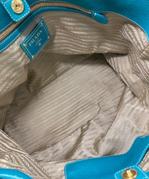 PRADA（プラダ）PRADA (プラダ) 2WAYレザートートバッグ ブルーの古着・服飾アイテム
