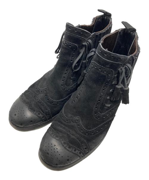 DOLCE & GABBANA（ドルチェ＆ガッバーナ）DOLCE & GABBANA (ドルチェ＆ガッバーナ) スウェードフリンジブーツ ブラック サイズ:SIZE 6の古着・服飾アイテム