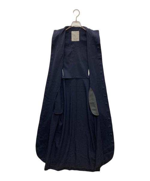 YOHJI YAMAMOTO（ヨウジヤマモト）YOHJI YAMAMOTO (ヨウジヤマモト) 変形ウールギャバロングジレ ネイビー サイズ:SIZE　Mの古着・服飾アイテム
