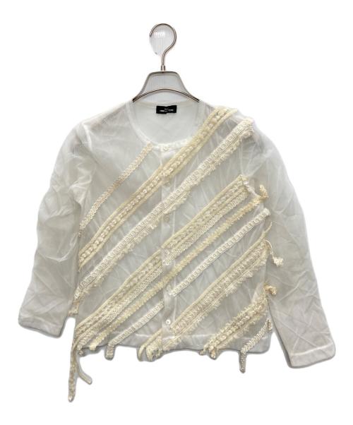 tricot COMME des GARCONS（トリココムデギャルソン）tricot COMME des GARCONS (トリココムデギャルソン) チュール装飾カーディガン ゴールド×ホワイト サイズ:SIZE Freeの古着・服飾アイテム