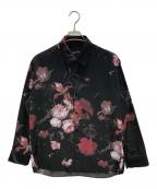 LAD MUSICIANラッドミュージシャン）の古着「OIL PAINTING FLOWER BIG SHIRT」｜ブラック×レッド