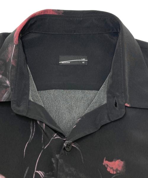 LAD MUSICIAN（ラッドミュージシャン）LAD MUSICIAN (ラッドミュージシャン) OIL PAINTING FLOWER BIG SHIRT ブラック×レッド サイズ:SIZE 42の古着・服飾アイテム