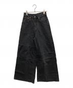 MM6 Maison Margielaエムエムシックスメゾンマルジェラ）の古着「Patchwork Wide Flare Jeans」｜ブラック