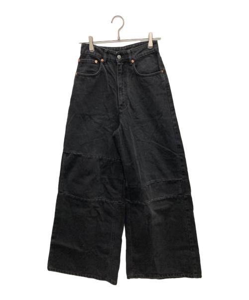 MM6 Maison Margiela（エムエムシックスメゾンマルジェラ）MM6 Maison Margiela (エムエムシックスメゾンマルジェラ) Patchwork Wide Flare Jeans ブラック サイズ:SIZE 26の古着・服飾アイテム