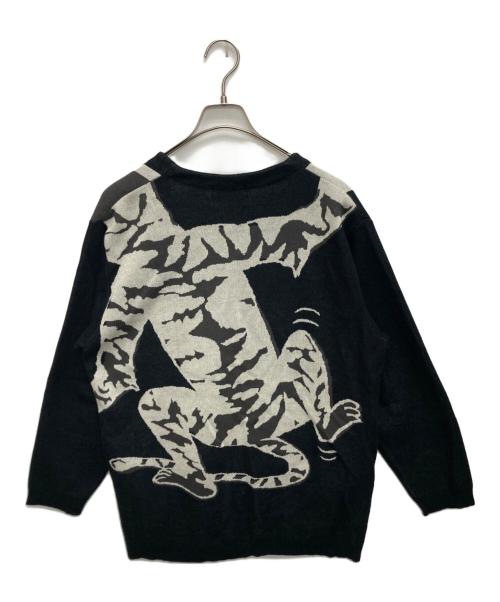 WEIRDO（ウィアード）WEIRDO (ウィアード) RINGING TIGER L/S KNIT CARDIGAN ブラック サイズ:SIZE Lの古着・服飾アイテム