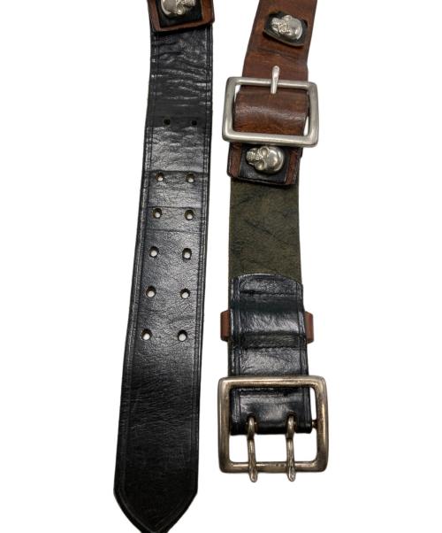 DSQUARED2（ディースクエアード）DSQUARED2 (ディースクエアード) スカル装飾 レザーベルト ブラウン サイズ:Lの古着・服飾アイテム