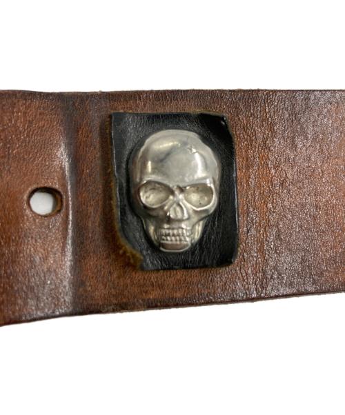 DSQUARED2（ディースクエアード）DSQUARED2 (ディースクエアード) スカル装飾 レザーベルト ブラウン サイズ:Lの古着・服飾アイテム