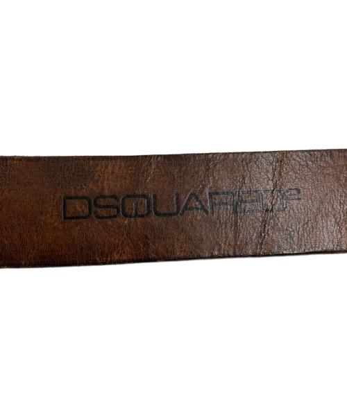 DSQUARED2（ディースクエアード）DSQUARED2 (ディースクエアード) スカル装飾 レザーベルト ブラウン サイズ:Lの古着・服飾アイテム
