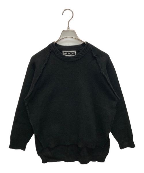 CDG（シーディージー）CDG (シーディージー) サイドスリット オーバーサイズ クルーネック 長袖ニット ブラック サイズ:SIZE　36の古着・服飾アイテム