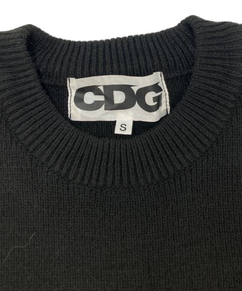 CDG（シーディージー）CDG (シーディージー) サイドスリット オーバーサイズ クルーネック 長袖ニット ブラック サイズ:SIZE　36の古着・服飾アイテム