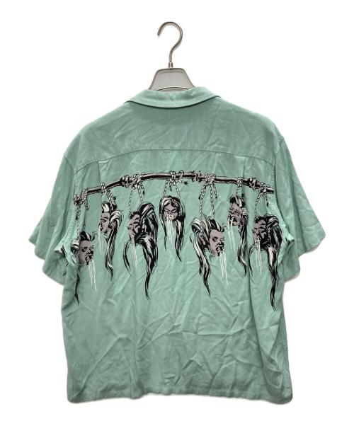 Star OF HOLLYWOOD（スターオブハリウッド）STAR OF HOLLYWOOD (スターオブハリウッド) SHRUNKEN HEAD HOPSACK RAYON Open Shirt グリーン サイズ:SIZE Lの古着・服飾アイテム