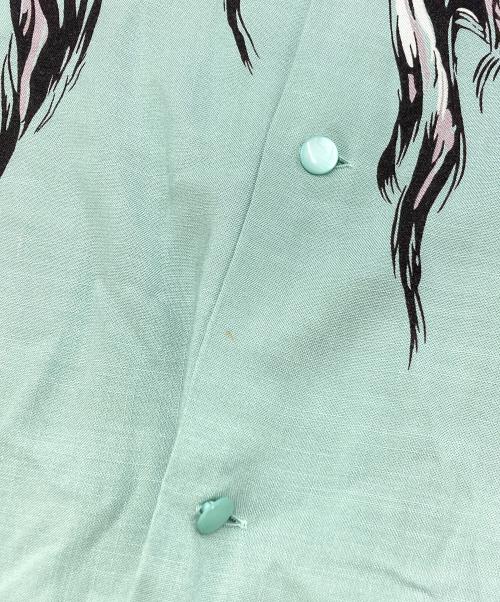 Star OF HOLLYWOOD（スターオブハリウッド）STAR OF HOLLYWOOD (スターオブハリウッド) SHRUNKEN HEAD HOPSACK RAYON Open Shirt グリーン サイズ:SIZE Lの古着・服飾アイテム